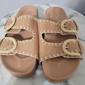 Marc Fisher Tan Braided Slide Sandal Size 7